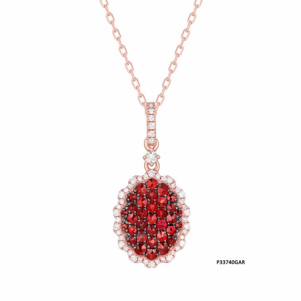 Garnet diamond pendant - 169 #2