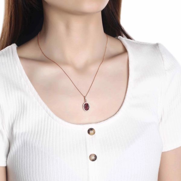 Garnet diamond pendant - 169 #4