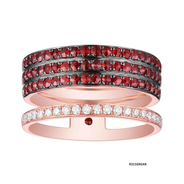 Garnet diamond ring - 1120 #2