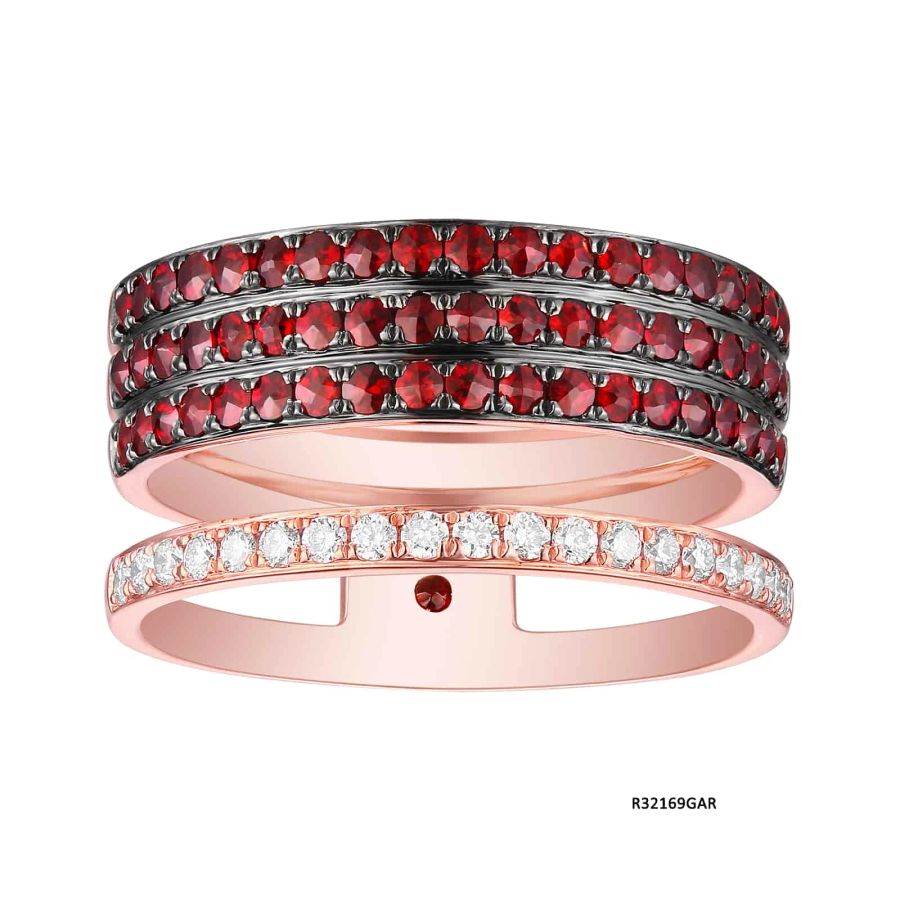 Garnet diamond ring - 1120