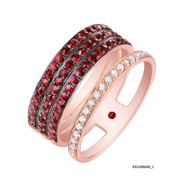 Garnet diamond ring - 1120 #3