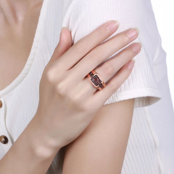 Garnet gold ring - 1129 #5