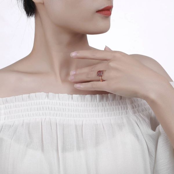 Garnet gold ring - 1113 #3